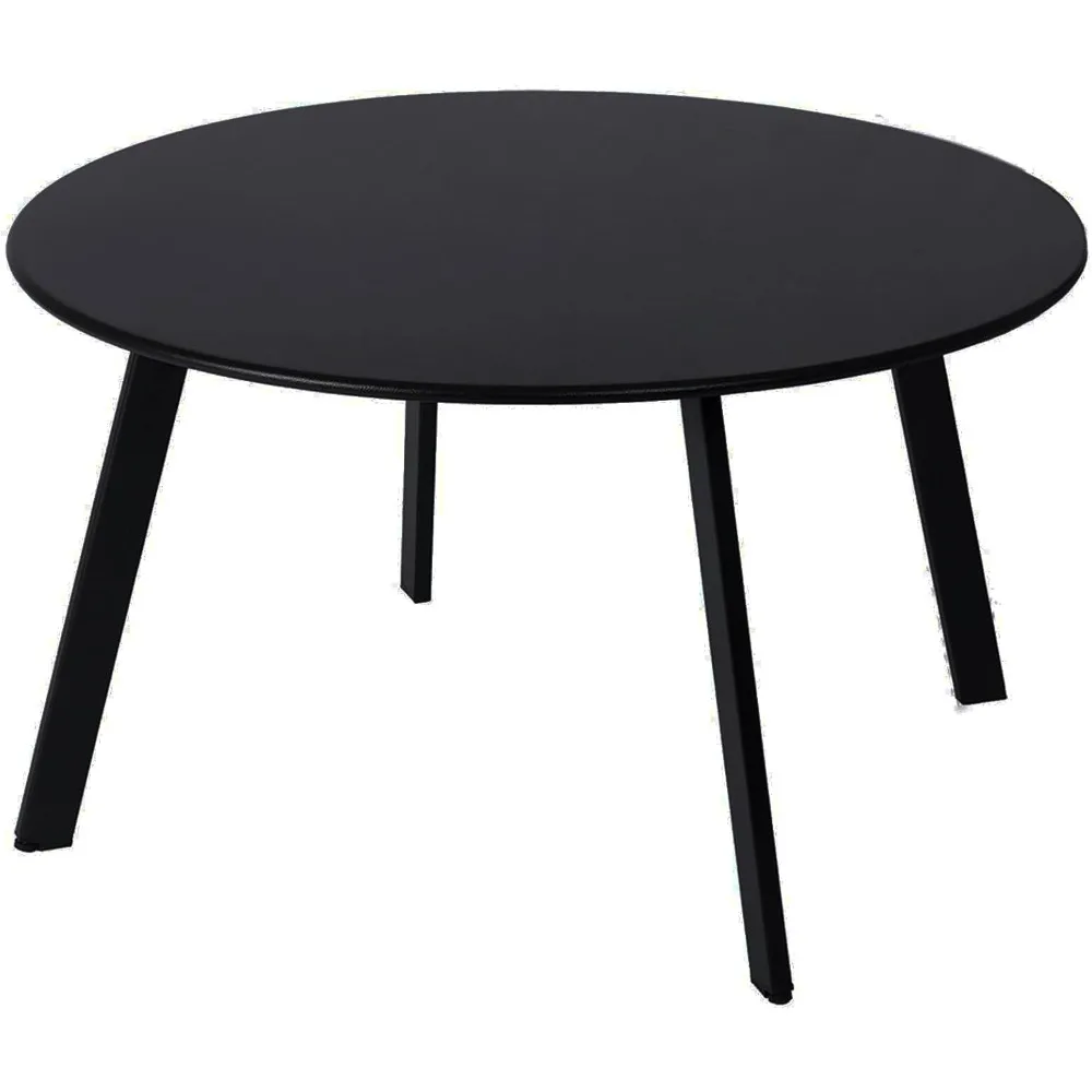 Patio Coffee Table - Metal Steel Outdoor Round Table Weather Resistant Anti-Rust Outdoor Table (Black)