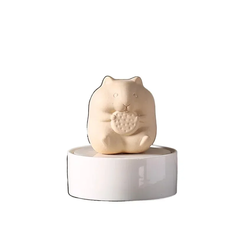 Pet urn Hamster urn All-ceramic storage Golden bear Pet ashes Hair Cremation Memorial jar Hamster jar (gnawing on big cakes)