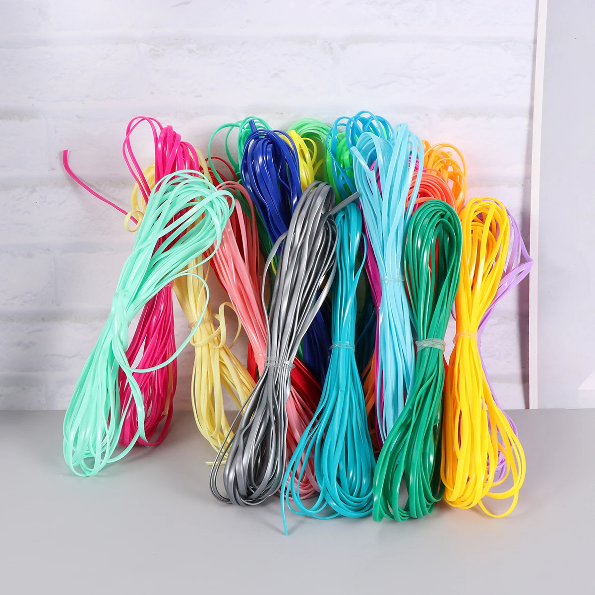 

20pcs Pvc Braided Ropes Colorful Plastic Weaving Diy Bracelet Accessories Craft Rope For Gifts Pvc Cord Plastic