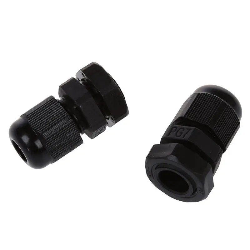 ABGG-90 Pcs PG7 Waterproof Connector Gland Black For 4-7Mm Diameter Cable
