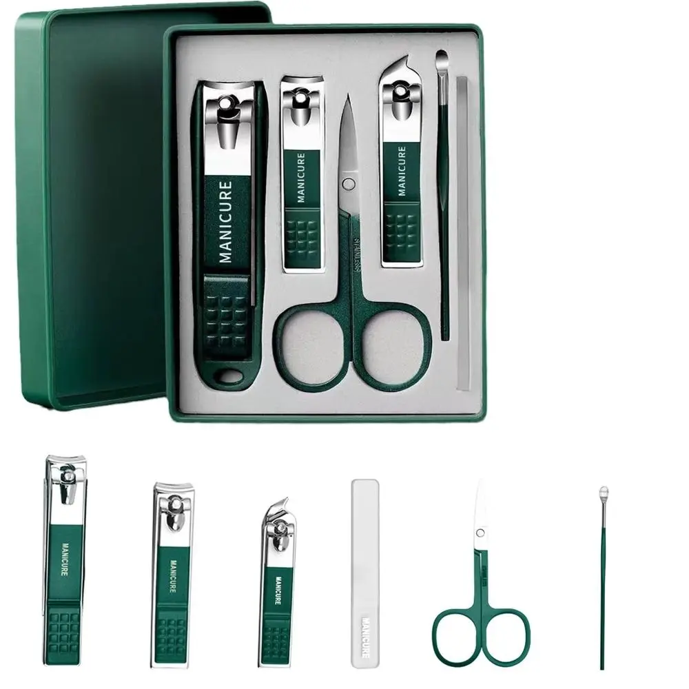 ชุด 6 ชิ้นสแตนเลสสตีล Splash-Proof ชุดกรรไกรตัดเล็บแบบพกพาชุด 6 ชิ้นเล็บ Clipper ซ่อมเครื่องมือที่มีสีสัน Pedicure เครื่องมือ