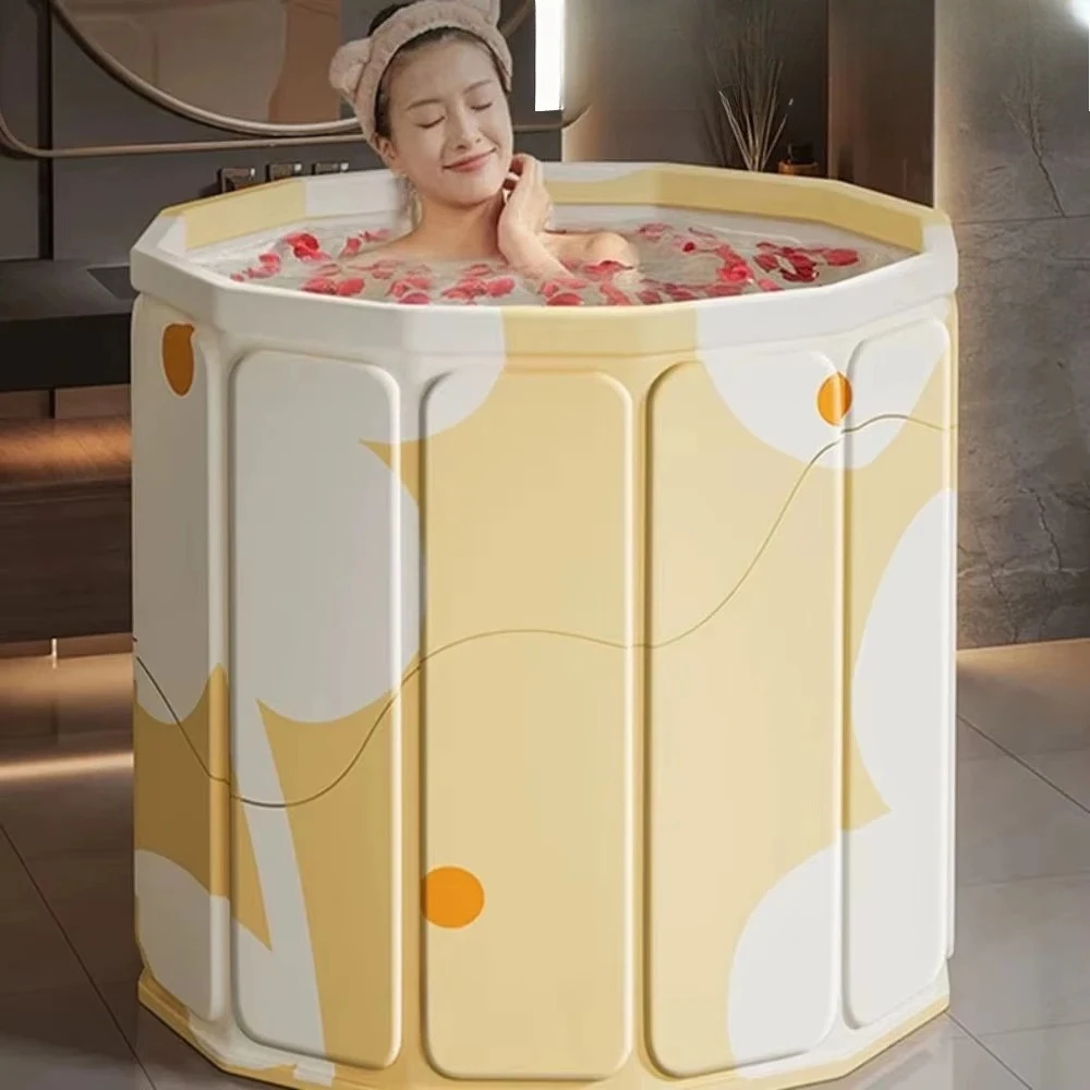 Foldable Bath Tub Portable Bathtub for Children and Adults Full Body Thickened Bath Bucket Long Term Temperature Locked Bathtub
