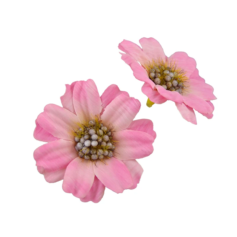 10/15pcs 4.5cm Silk retro daisy artificial flower head wedding decoration DIY Wreath scrapbook craft wristband head ring flowers