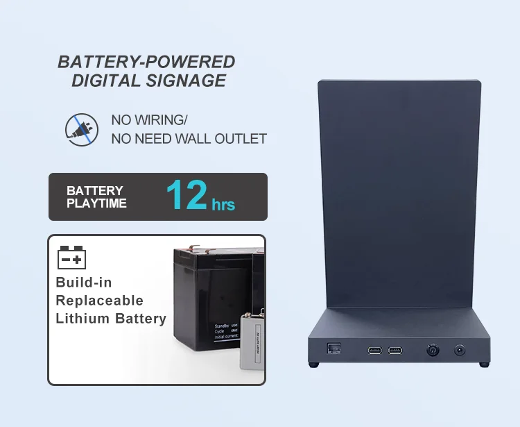 13.3inch Advertising Android Indoor Retail Digital Signage Displays Digital Desktop 12hs Battery Powered Lcd Display
