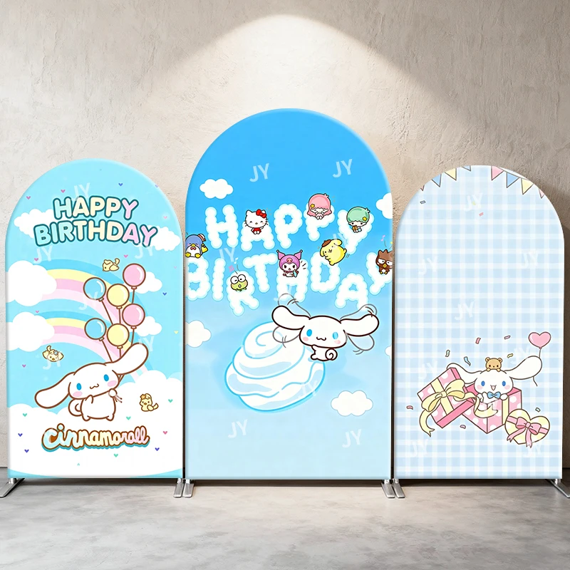 

Cinnamoroll Sanrio Arch Backdrop Cover Birthday Theme Clouds Rainbow Gifts Cute Cartoon Birthday & Baby Shower Photo Booth Decor