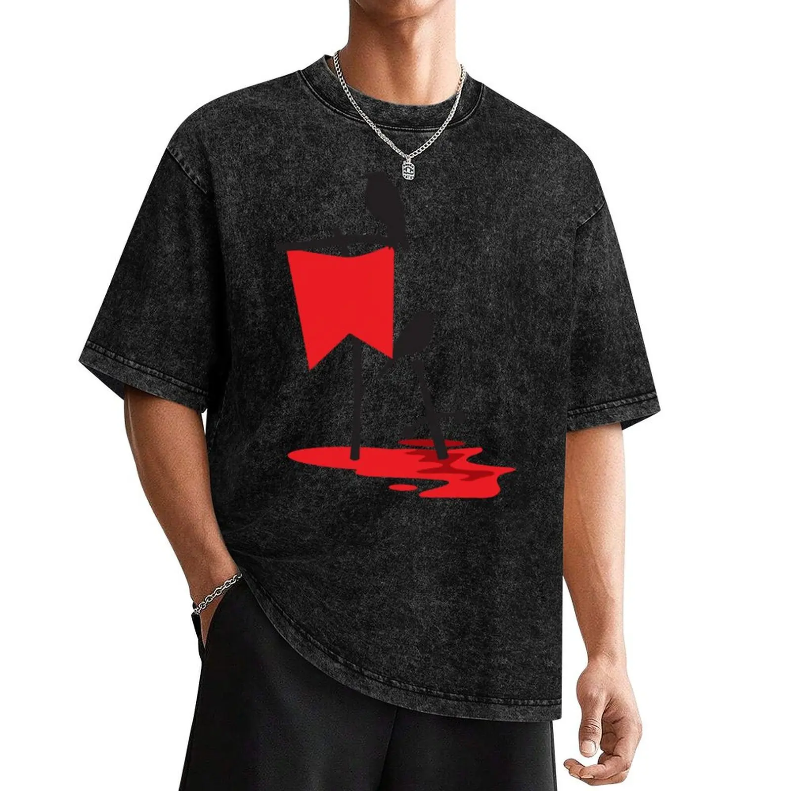 Black crows standing vigil on a blood red battlefield T-Shirt graphic t shirt vintage custom shirt anime mens t shirt