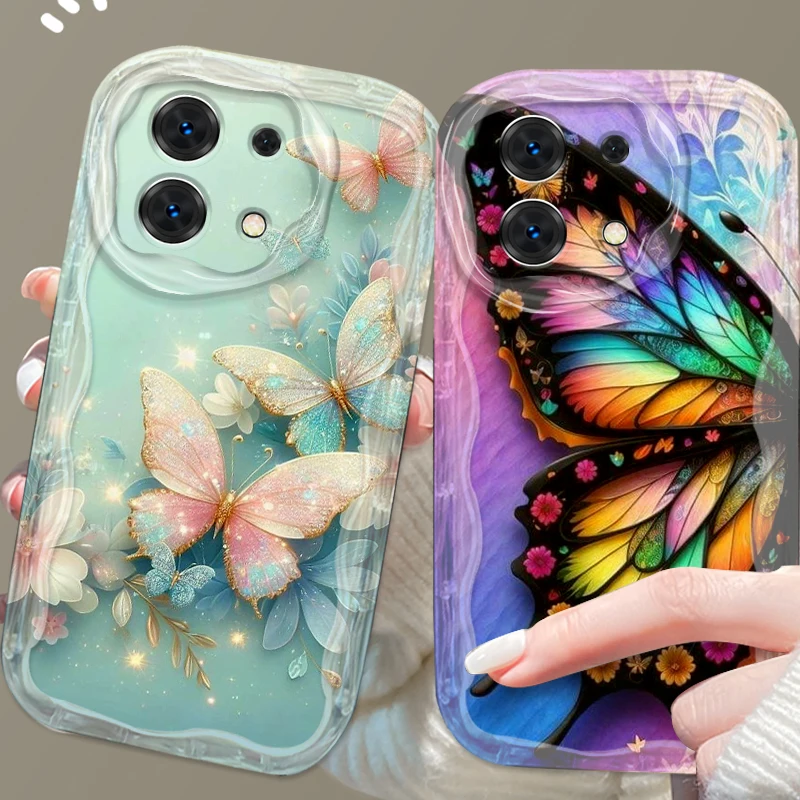 Butterfly Luxury Beautiful Art For Xiaomi Redmi Note 13 12 12S 11S 11 10 9 8 10A 9C 9T Pro Plus 5G Wave Oil TPU Phone Case