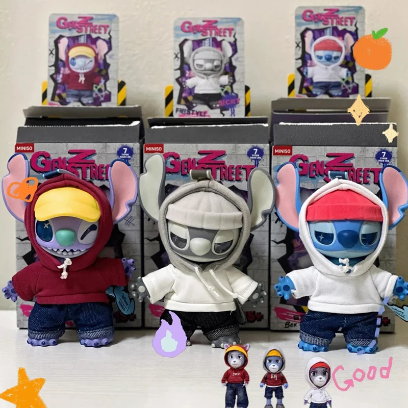 

MINISO Stitch Genz Street Blind Box Series Stitch Vinyl Doll Figure Cute Mystery Box Bag Pendant Trend Surprise Gift
