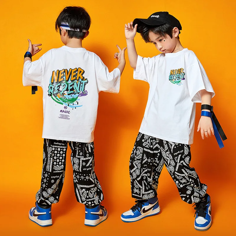 

Hip-hop Costumes Boys Hip Hop Summer Kids Fashion Clothes Loose Kids Jazz Dance Costumes Girls Hiphop Show