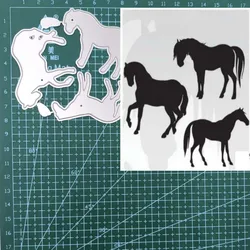 Three Horses Animal Metal Cutting Dies for DIY Scrapbooking Album Cardmaking Decorative Embossing Making Greeting Card Photo Pap