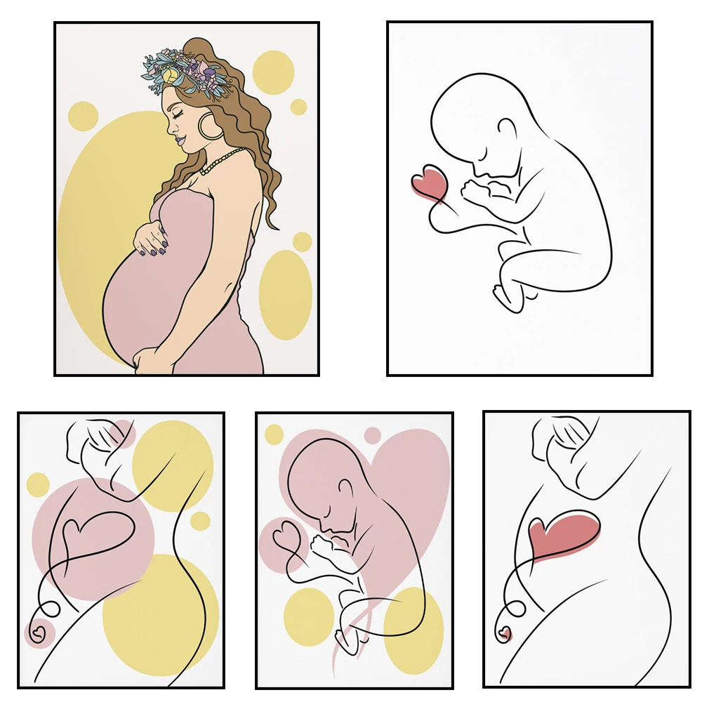 Minimalist art for pregnant women, baby wall print, obstetrician office art, gift poster for expecting mother, new baby gift
