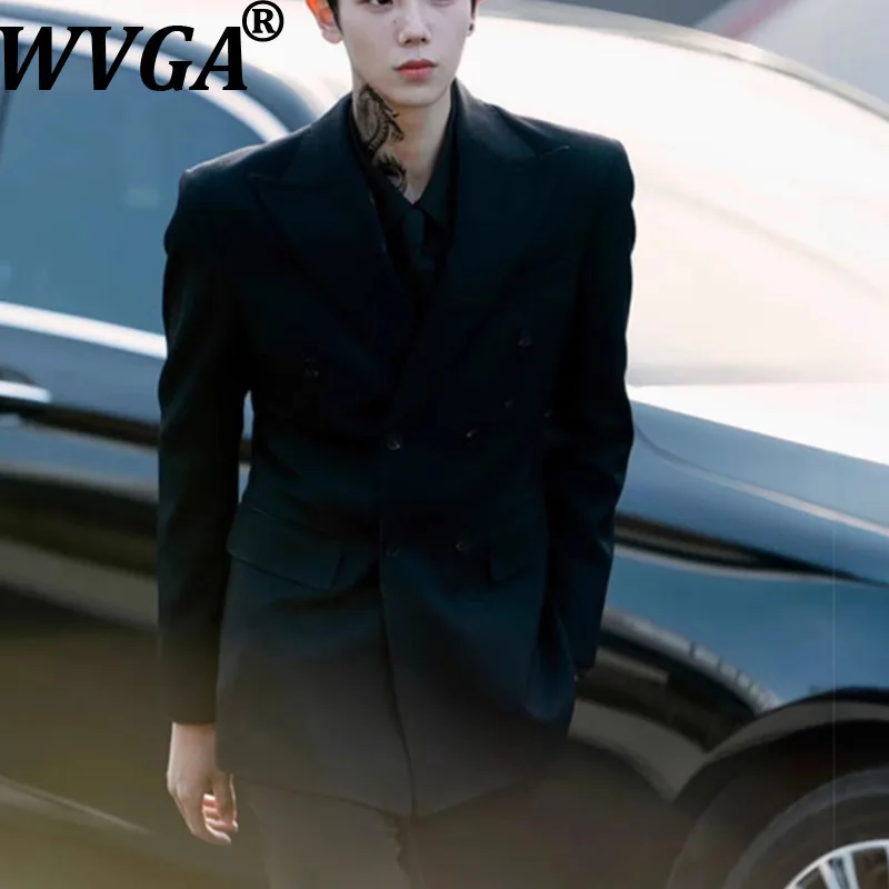 

WVGA Spring Autumn New Men Tide Trendy Turn-Down Collar Suit Jacket Niche Chic Casual Long Sleeve Blazer Darkwear Ins Y2K W15369