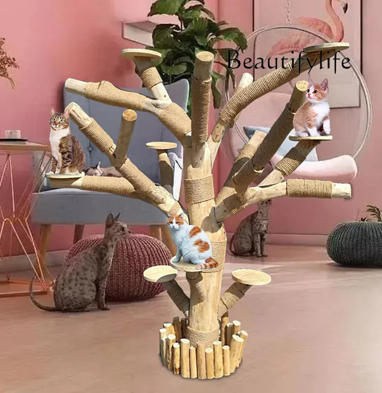 Simulation of large dead tree shape, real trunk, fake tree props, cat climbing, cat supplies decoration