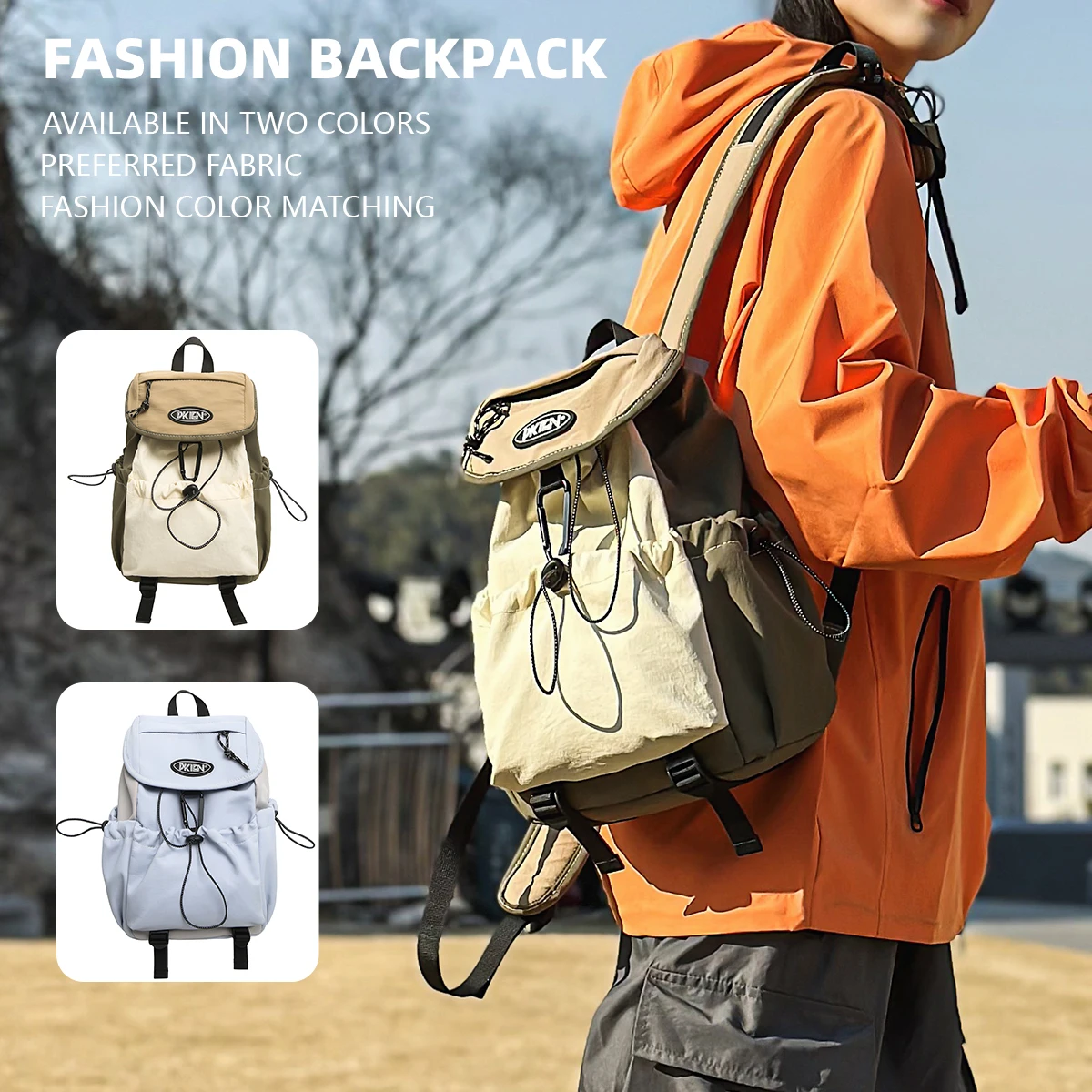 Outdoor Backpack Men's Contrast Color Retro School Bag Lightweight Travel Bag Sports Hiking Small Backpack Women