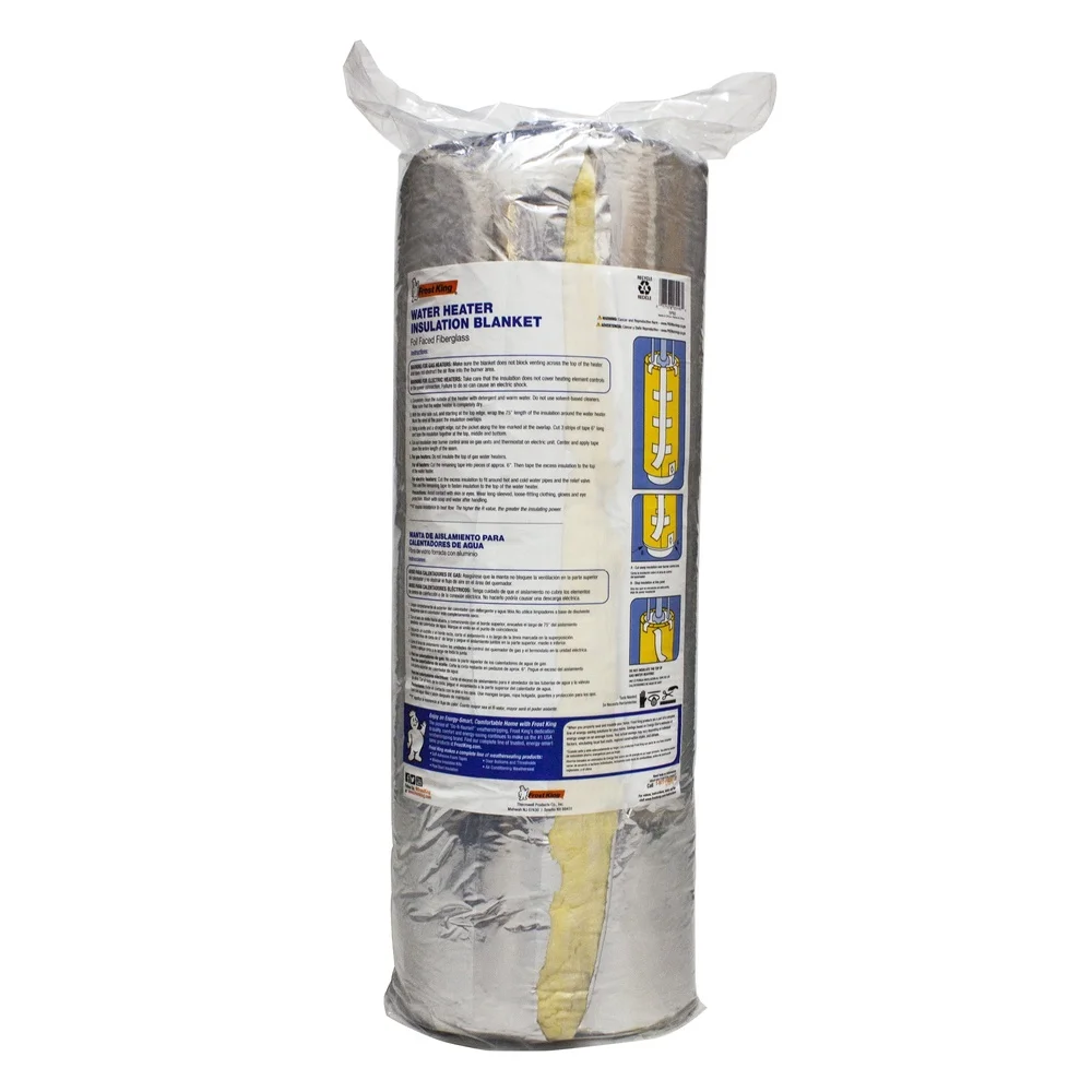 Electric Water Heater Insulation Blanket R10 Vinyl-Backed Fiberglass 60 Gallon Capacity Energy Efficient Easy Installation Foil