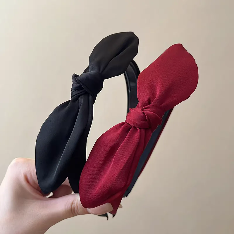 

Fashion Vintage Advanced Adjustable Bow Black Red Hairband for Women Girls Korean Hair Bands Retro Headband Accessories