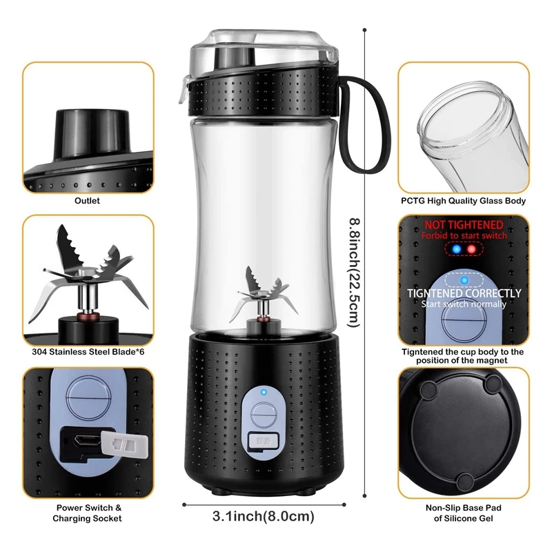 Электрическая соковыжималка для фруктов, блендер, портативный персональный USB аппарат для приготовления смузи с молоком для детей, миксер, чашка для дома, путешествий, офиса