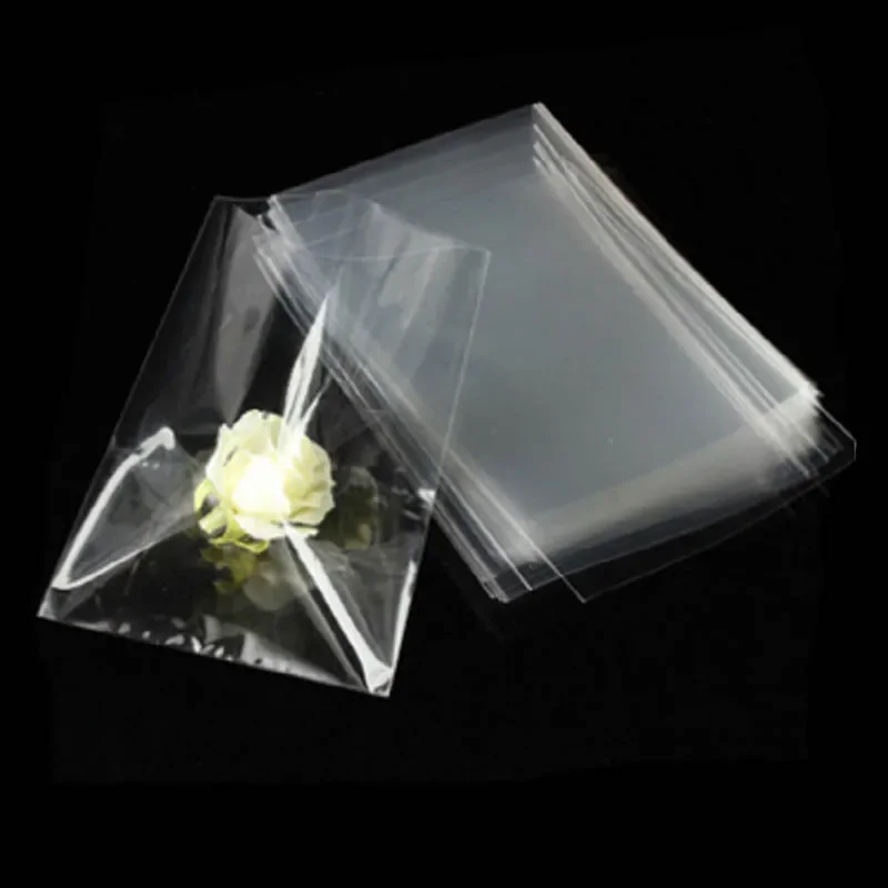 100pcs Transparent Flat Open Top Candy Bag OPP Plastic Cellophane Bag Lollipop Packing Cookies Packaging Wedding Party Gift Bags