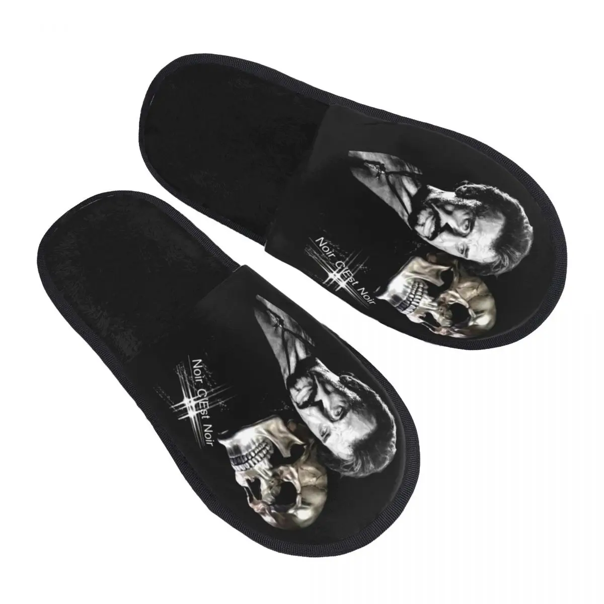 Custom Johnny Hallyday Soft Scuff Memory Foam Slippers Women France Rock Singer Spa House Shoes