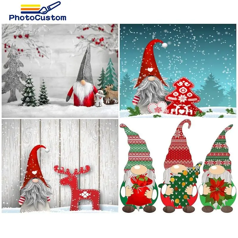 

PhotoCustom DIY By Number Santa Claus Kits Drawing On Canvas Painting By Numbers Christmas Hand Painted Picture Gift Home Decor