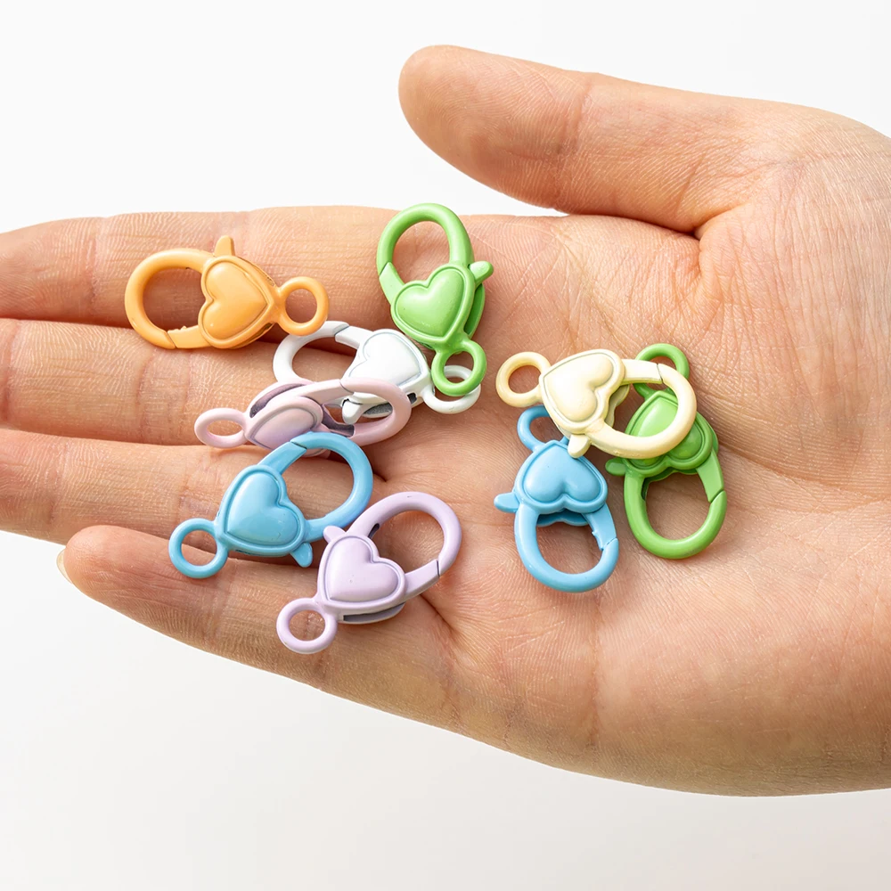 10Pcs/Lot 27x15mm Heart Lobster Claw Clasps Fastener Hook Connector DIY Necklace Bracelets Jewelry Making Findings Wholesale
