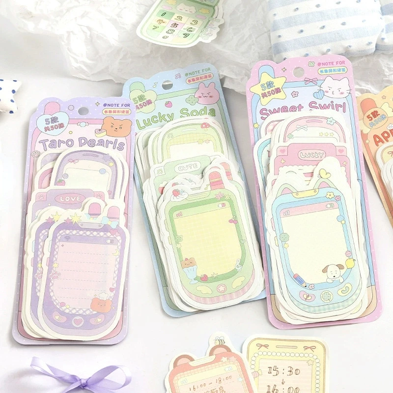 Kawaii 50 Blatt Notizblöcke in Handyform, Notizblock, To-Do-Liste, Tagebuchmaterial, DIY-Papiere, Schreibwarenbedarf