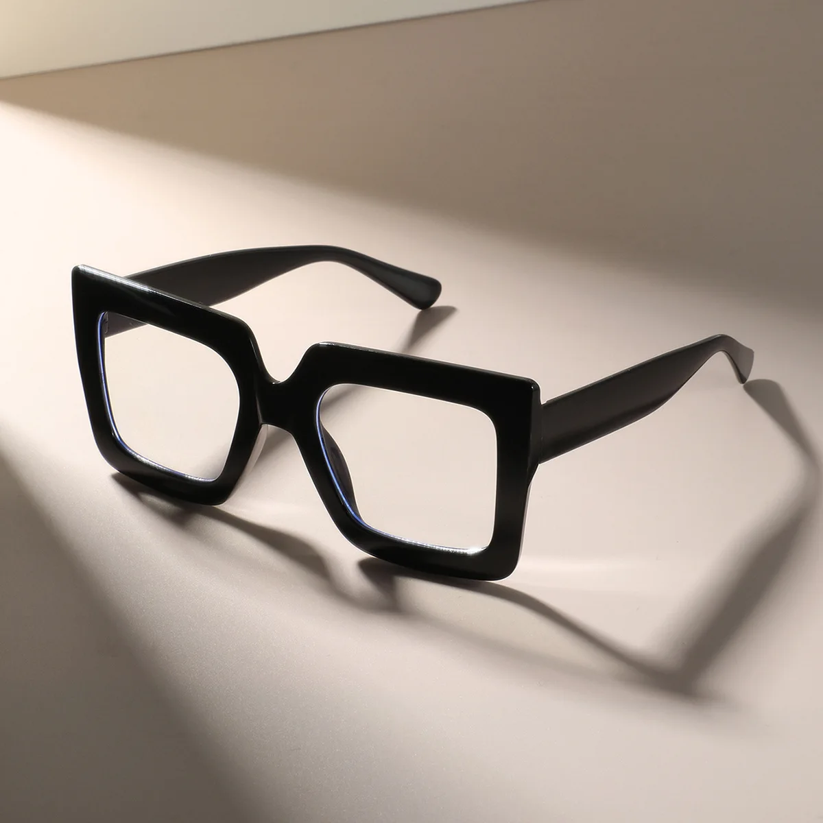 OVERSIZE Square Frame Anti-Blue Light Glasses, Stylish Transparent Color Block Retro Trendy Plain Glasses Clear Glasses Women