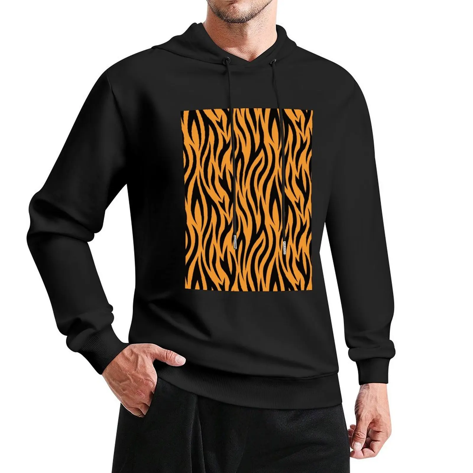 

Tiger Stripes Print Pullover Hoodie autumn clothes men clothes new in hoodies