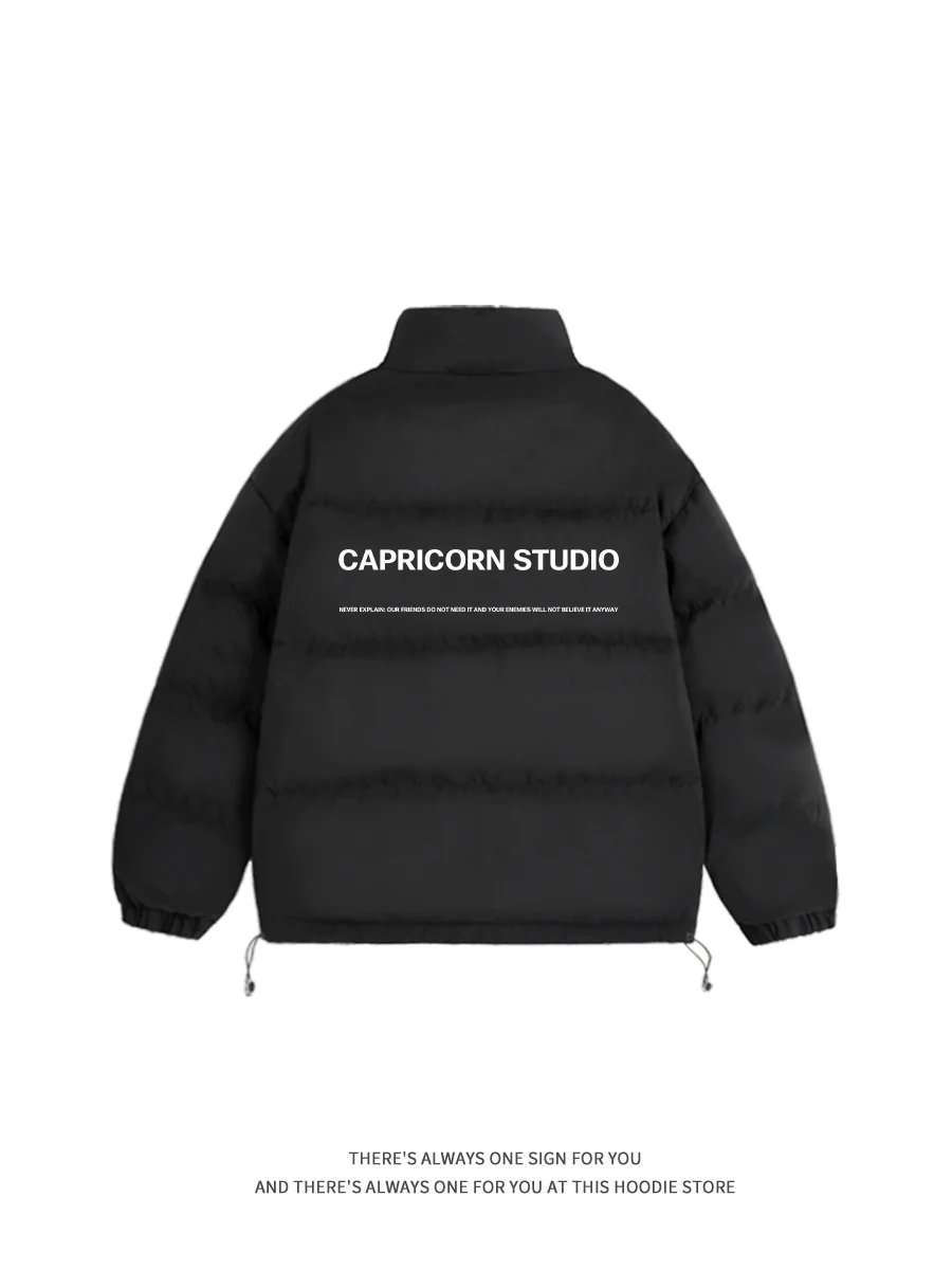Capricorn Thickened Cotton Jacket Women's Autumn Winter Fashion Bread Style Stand Collar Slimming Outerwear Long Sleeve Zipper