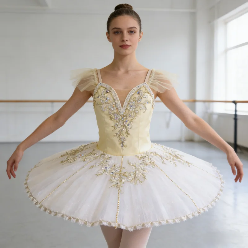 

BT26011082 Высококачественный балетный костюм-пачка с 7 слоями для детей, девочек, женщин и взрослых, желтый, с изображением птицы, для выступлений