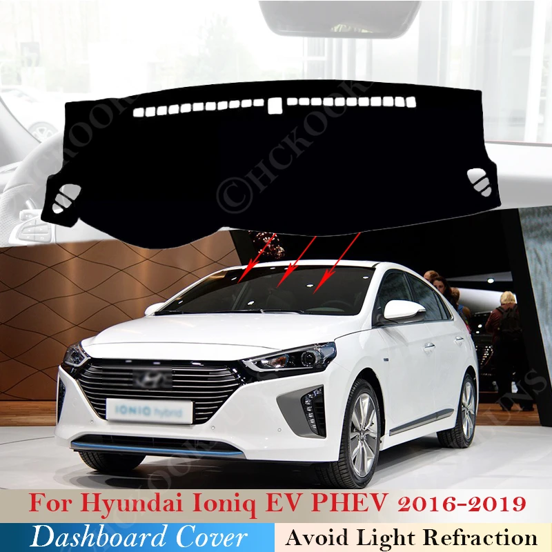 Dashboard Cover Dash Board Mat Carpet Pad For Hyundai Ioniq Electric EV Hybrid PHEV 2016~2019 Shade Cape Blanket Car Accessories