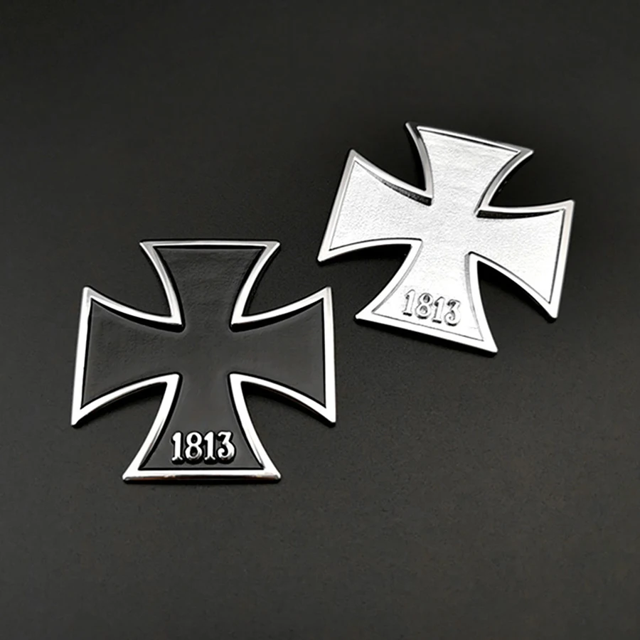 

3D Metal Chrome Metal Germany 1813 Malta Virtue Symbol Medal Cross Emblem Motorcycle Car Styling Badge Trunk Stickers Decal