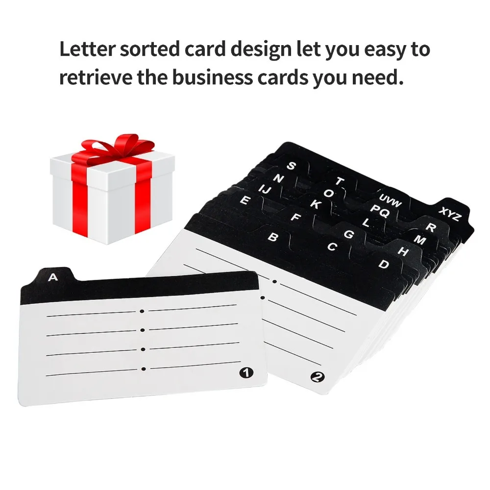 Practical ABS Business Card Holder With Dividers With Index Tabs Name Card Box Desktop Big Capacity Index Card Organizer Office