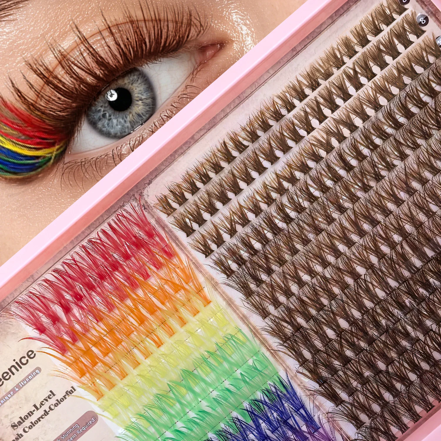 300/360 Stück DIY-Wimpern, natürlich, dick, verschiedene Stile, Wimpernbüschel 10-16mm, Cat Eye D Curl, geeignet für Anfänger – Detail 7