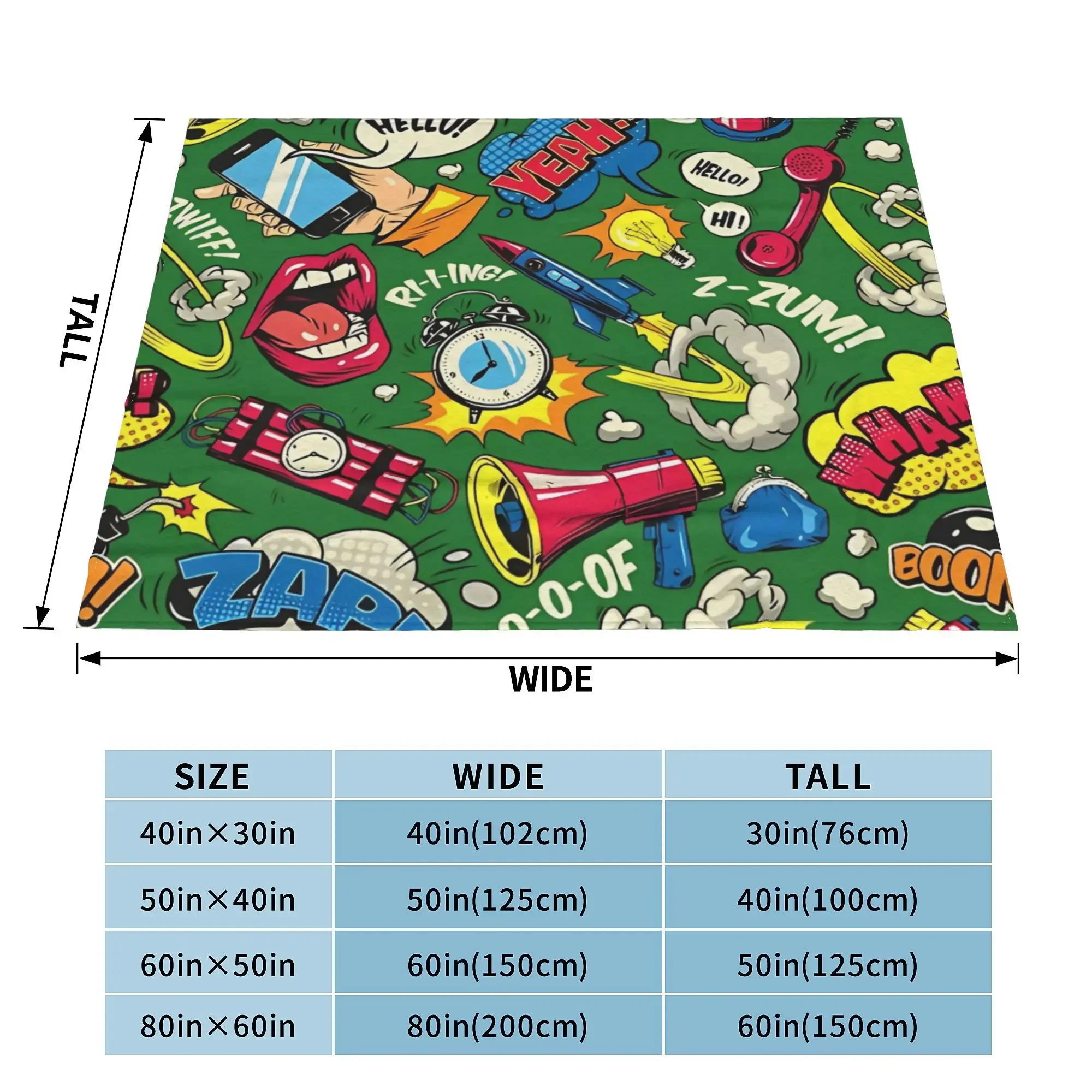 

Comic Colorful Pop Fleece Throw Blankets Blankets for Home Travel Lightweight Bedding Throws