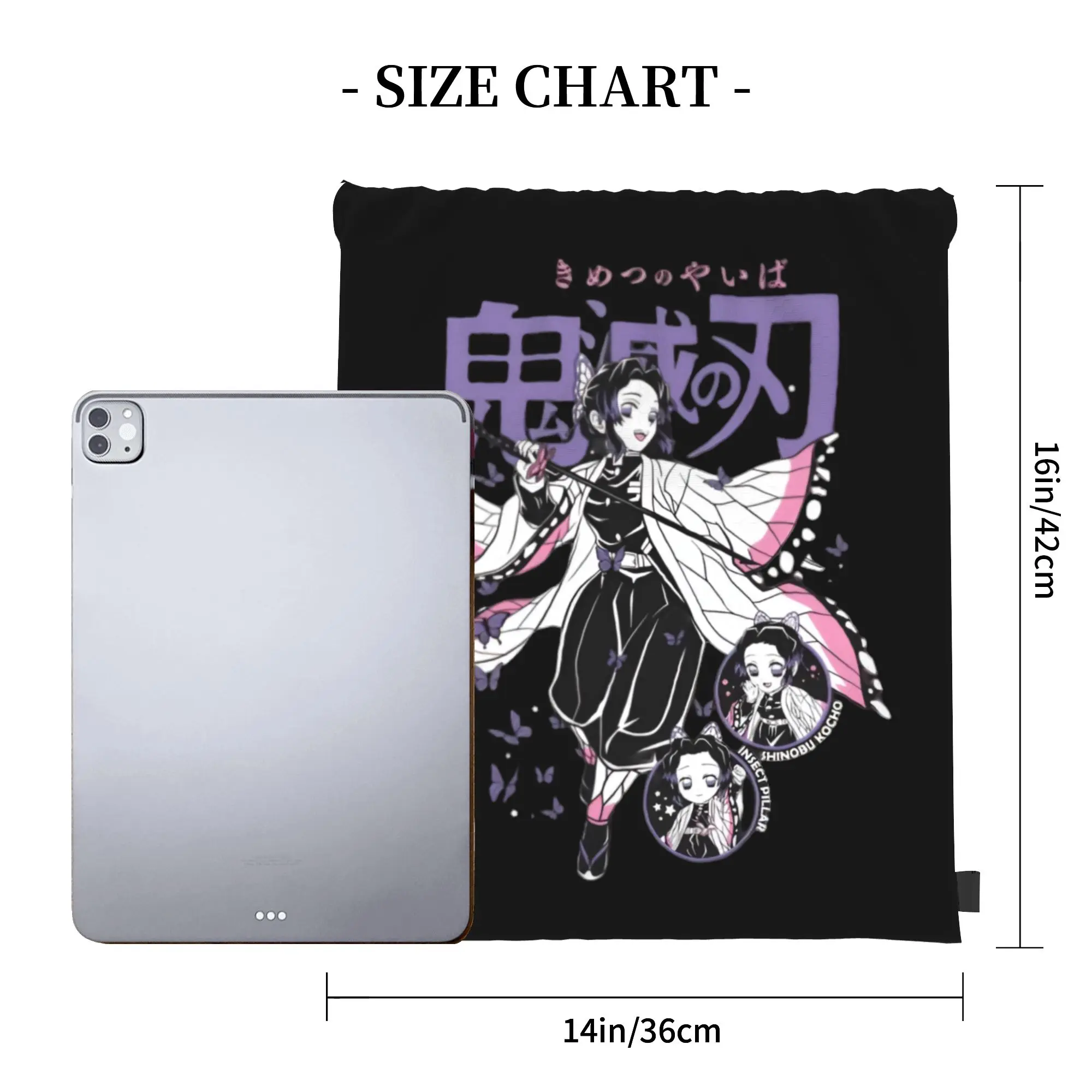 Custom Demon Slayers Drawstring Bags Women Men Lightweight Shinobu Kocho Sports Gym Storage Backpack view 3