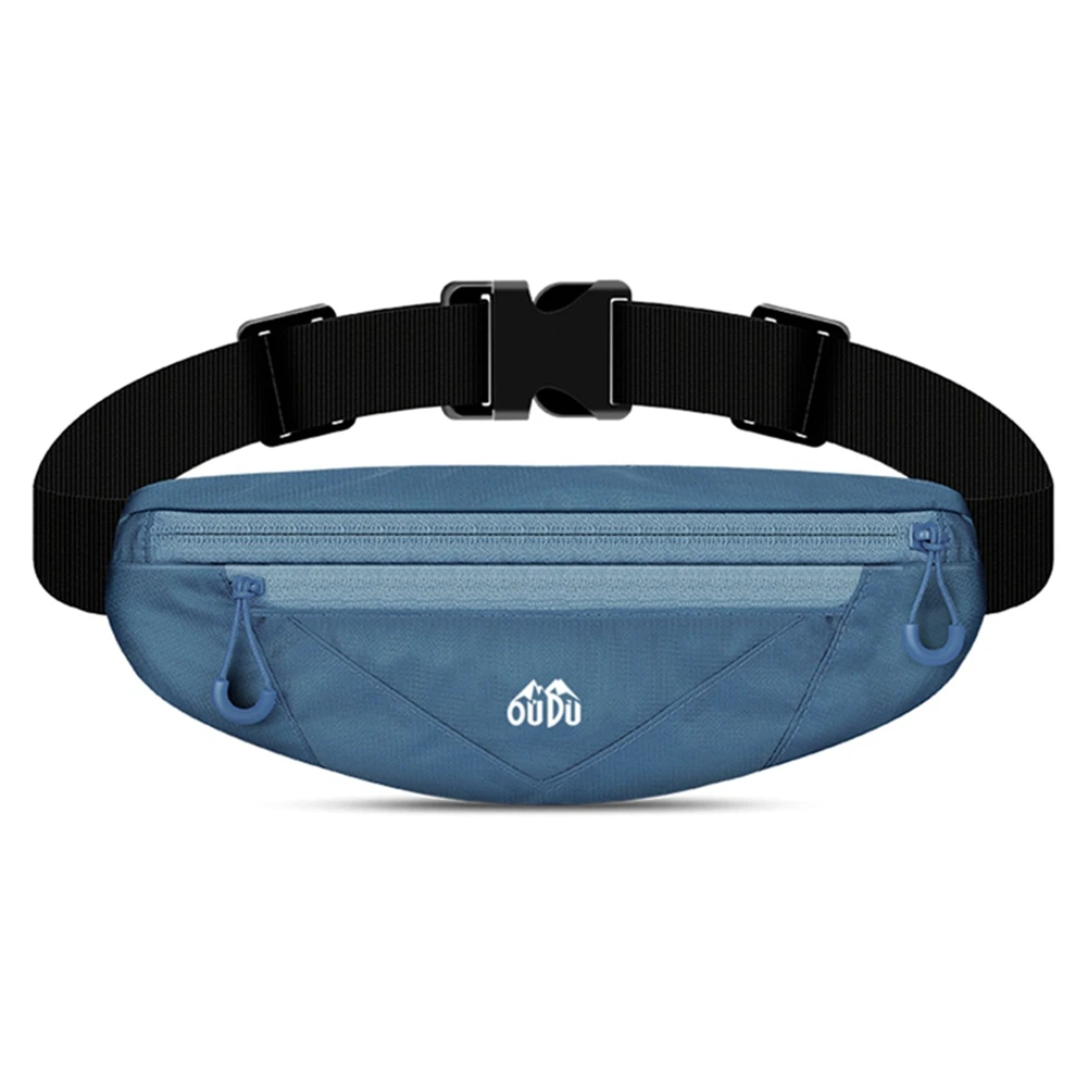 Unisex Sports Running Cycling Jogging Earphone Waist Belt Pack Bag Pouch Pocket-Gray + Blue