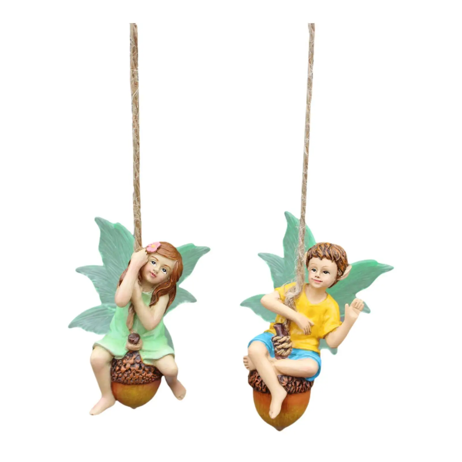 

2Pcs Hanging Fairy Garden Statues Angel Figure Flowerbed Miniature Figurines