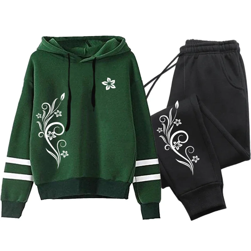 

Новый женский спортивный костюм, винтажный комплект из толстовки с принтом и брюк, толстовки в полоску из одного предмета, повседневная женская одежда 2025