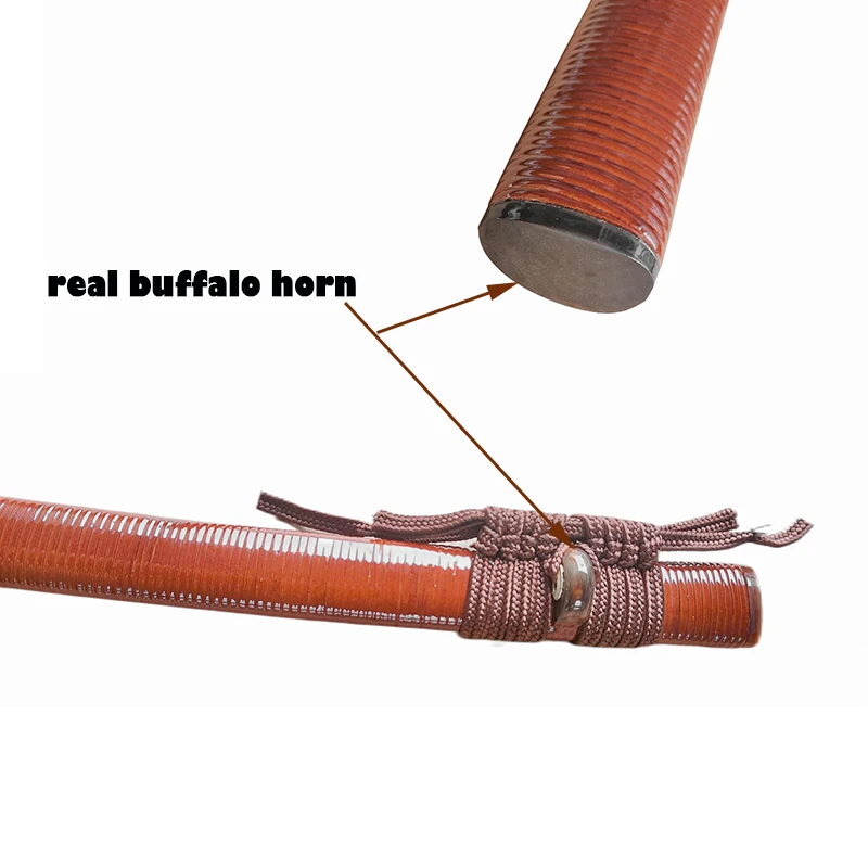 The Mountings of Japanese Swords, Koshirae,Katana Saya, Wooden Inner, Cane Full Wrapping,Brown Buffalo Horn, Can Custom