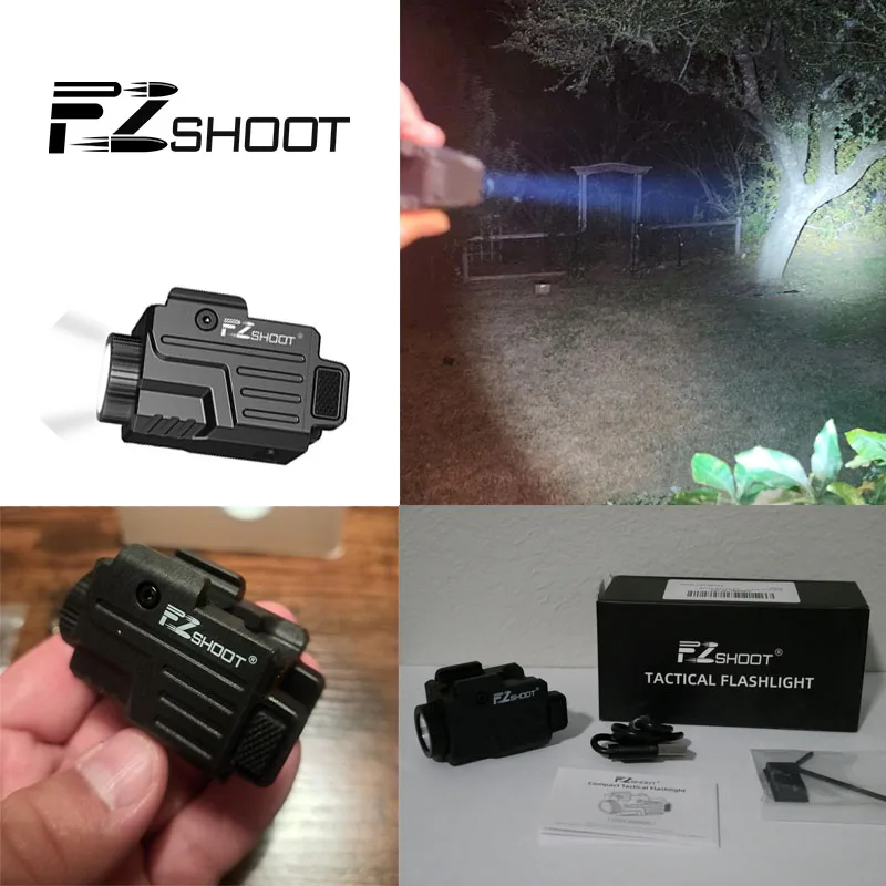 EZshoot 800 Lumens Rechargeable Flashlight with Strobe Mode Compatible with Picatinny And GL-Rails