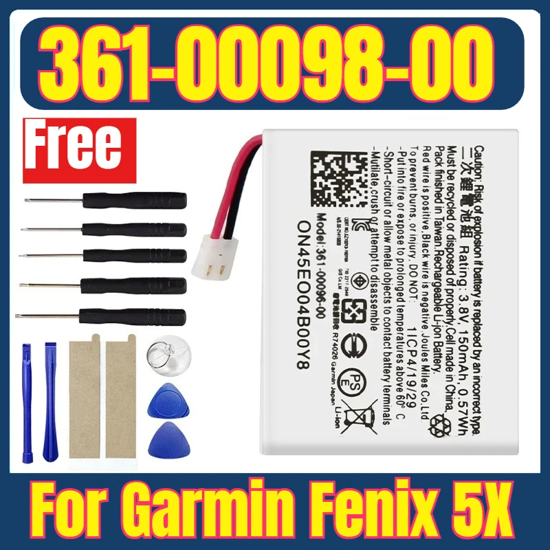 361-00098-00 Watch Battery 361-00098-00 for Garmin Fenix 5X Replacement Battery 430mAh + Free Tools