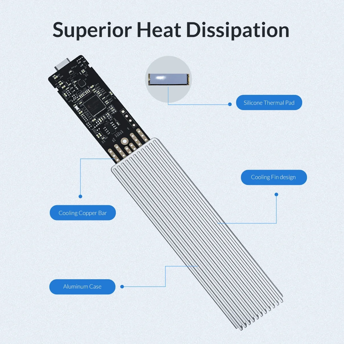 ORICO M.2 NVMe SSD حافظة 10Gbps NVMe إلى USB محول USB 3.1 نوع C Gen 2 الضميمة لـ NVME PCIE SSD صندوق القرص SSD الألومنيوم