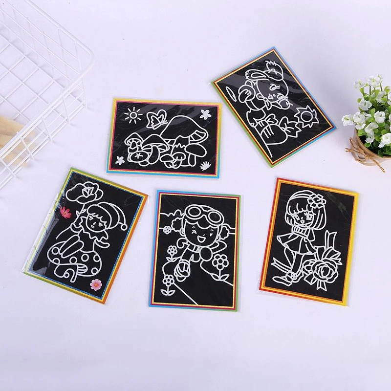 Assorted Scratch Art Boards 5~20PCS Black Coated Paper with Wooden Stylus for Adult Coloring, Relaxation & Unique Gift Ideas TMZ