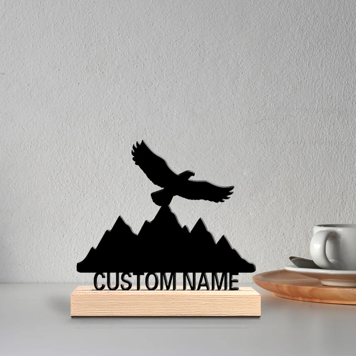 1pc Fun Personalized Custom eagle Metal Statues Cosmic Wooden Base Decor for Space Enthusiasts Kids’ Rooms Sci-Fi Themed Offices