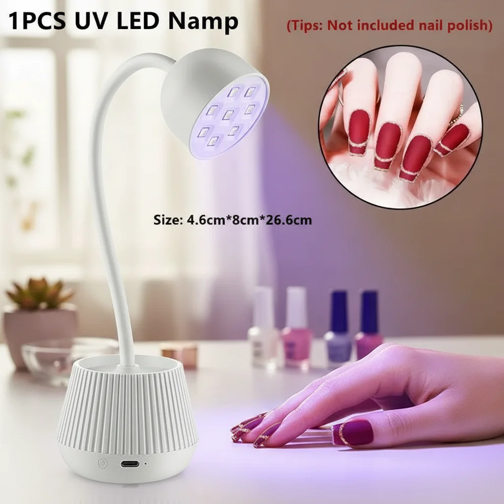Mini UV LED Nail Lamp 24W 360° Bendable Fast Drying Light for Gel Nails, Portable Nail Dryer