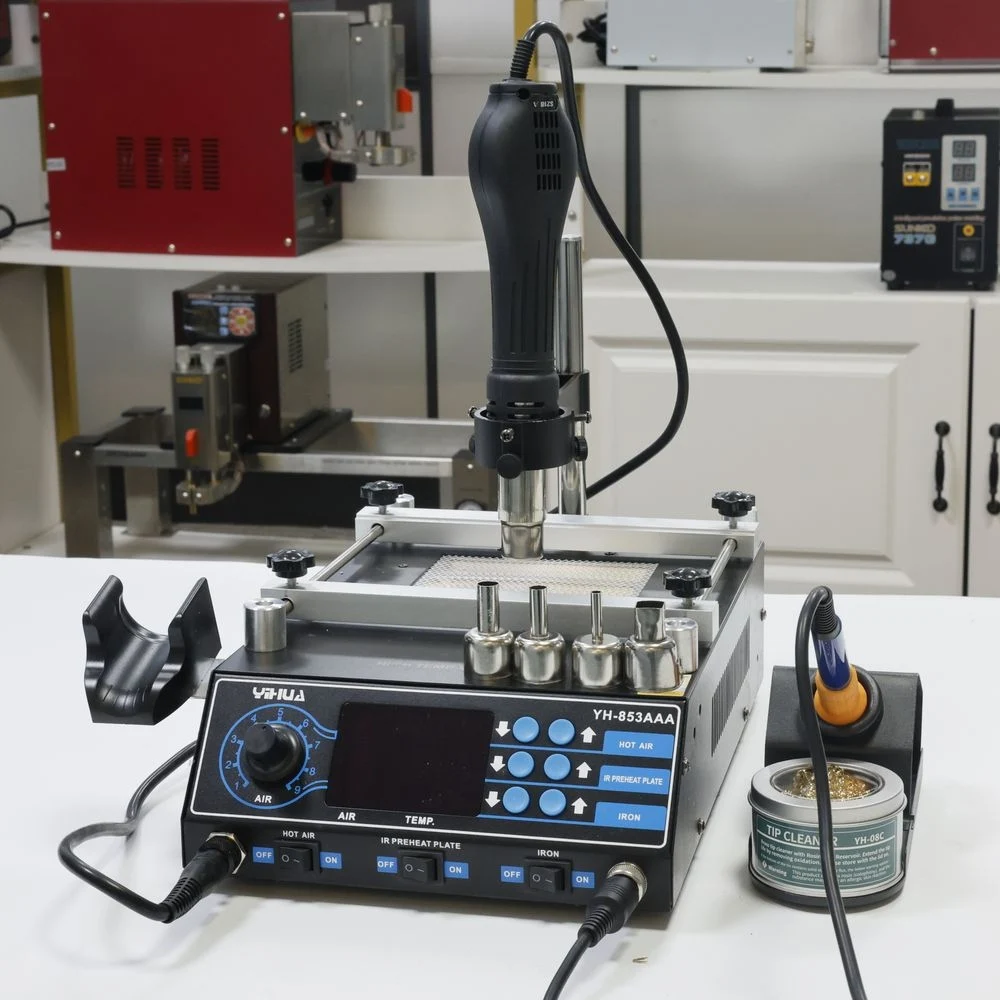 For YIHUA 853AAA Soldering Station with Built-in Preheating and 3-in-1 Hot Air Gun Welding Repair Tools Home BGA Desoldering