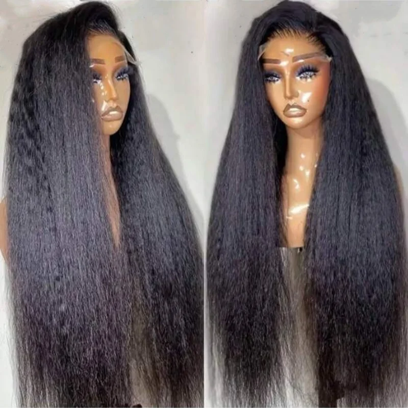 

Натуральные 38 40 42 дюйма Кудрявые прямые парики из натуральных волос 13x4 HD Прозрачные кружевные фронтальные парики из человеческих волос Предварительно выщипанные с детскими волосами