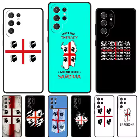 Flag of Sardinia phone case For Samsung Galaxy S24 S23 S22 Ultra Note 10 20 Plus S8 S9 S10 S20 S21 FE Cover