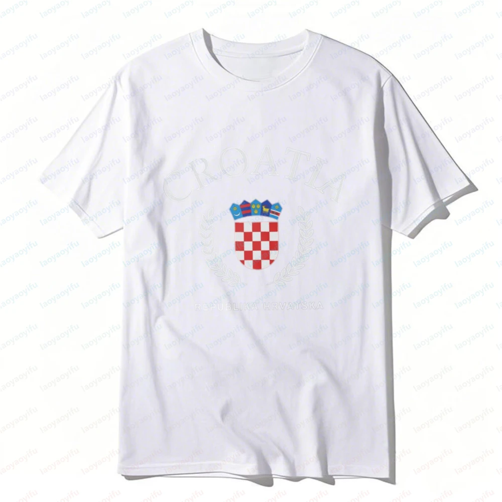 Croatian National Emblem Unisex Cotton Shirt Heritage Streetwear Soccer Part Supplies Trend Fan Wear for Games Men's Clothing